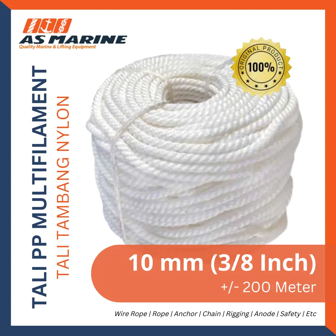 Tali Tambang Nylon / Tali Nilon / Tali Plastik PP Multifilament 10 mm